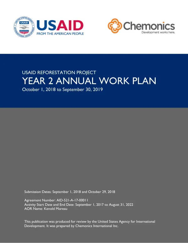 USAID Reforestation Project YEAR 2 WORK PLAN