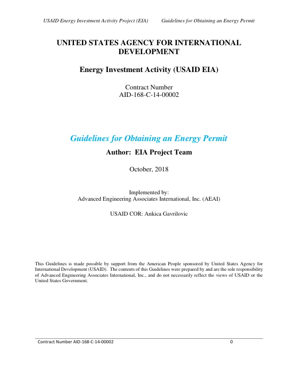 Guidelines for Obtaining an Energy Permit