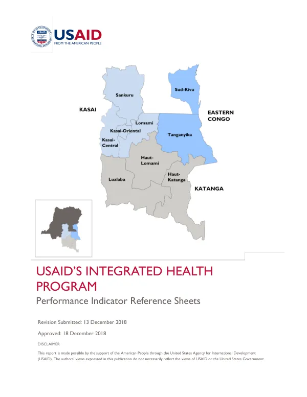 USAID’s Integrated Health Program Performance Indicator Reference Sheets