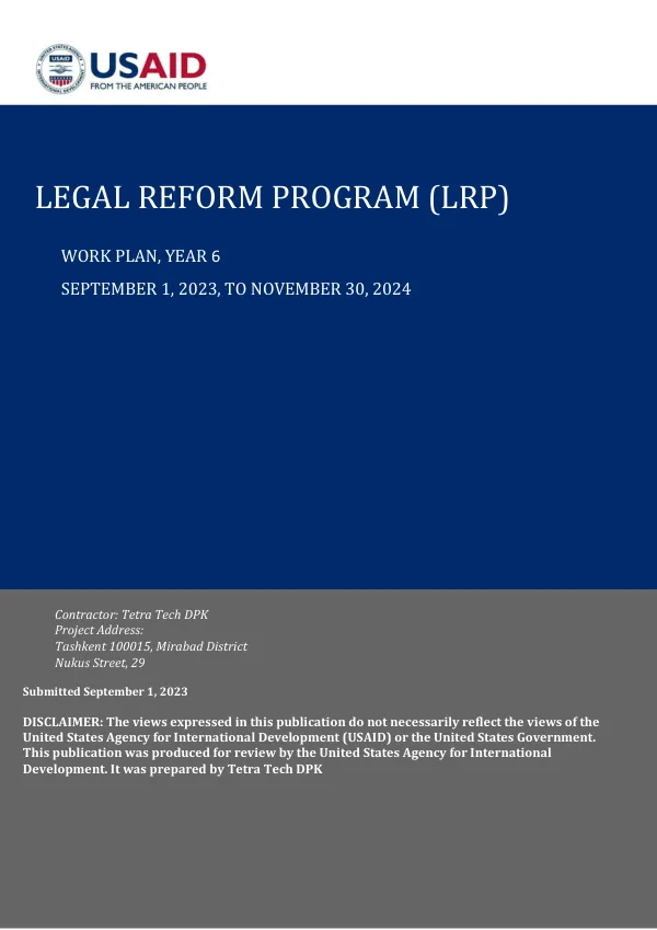 Legal Reform Program (LRP) Work Plan, Year 6