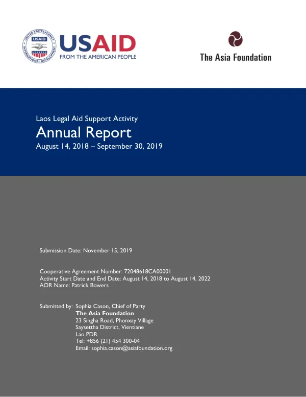 Laos Legal Aid Support Activity Annual Report