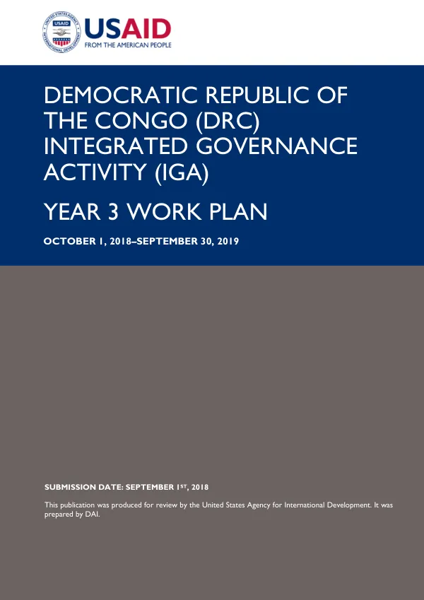 DRC Integrated Governance Activity Year 3 Work Plan
