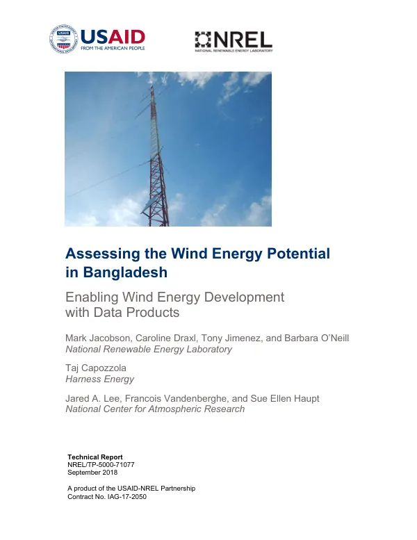 Assessing the Wind Energy Potential in Bangladesh: Enabling Wind Energy Development with Data Products