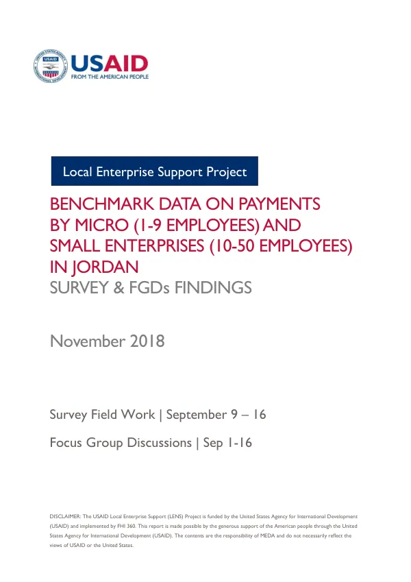 Benchmark Data on Payments by Micro and Small Enterprises In Jordan