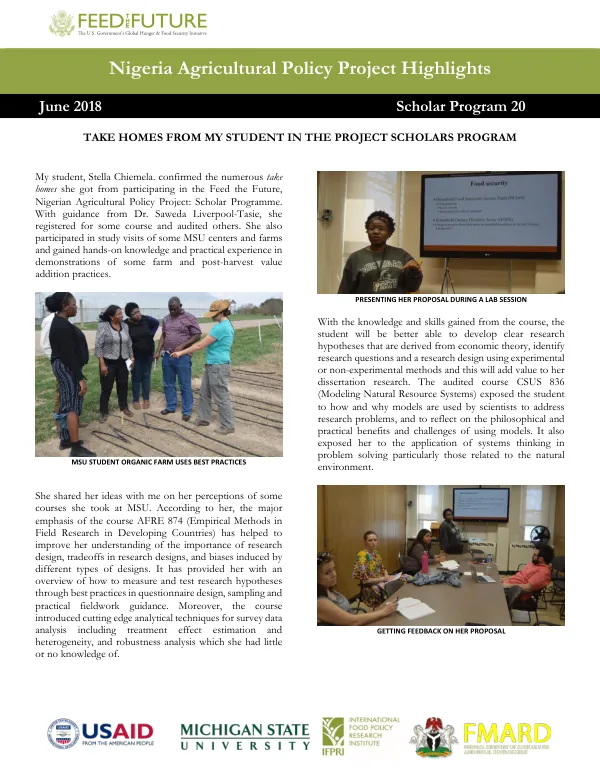 Nigeria Agricultural Policy Project Highlights