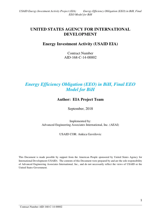 Energy Efficiency Obligation Scheme Outline for Bosnia and Herzegovina