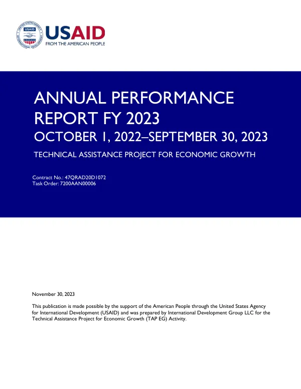 Annual Performance Report FY 2023: Technical Assistance Project for Economic Growth