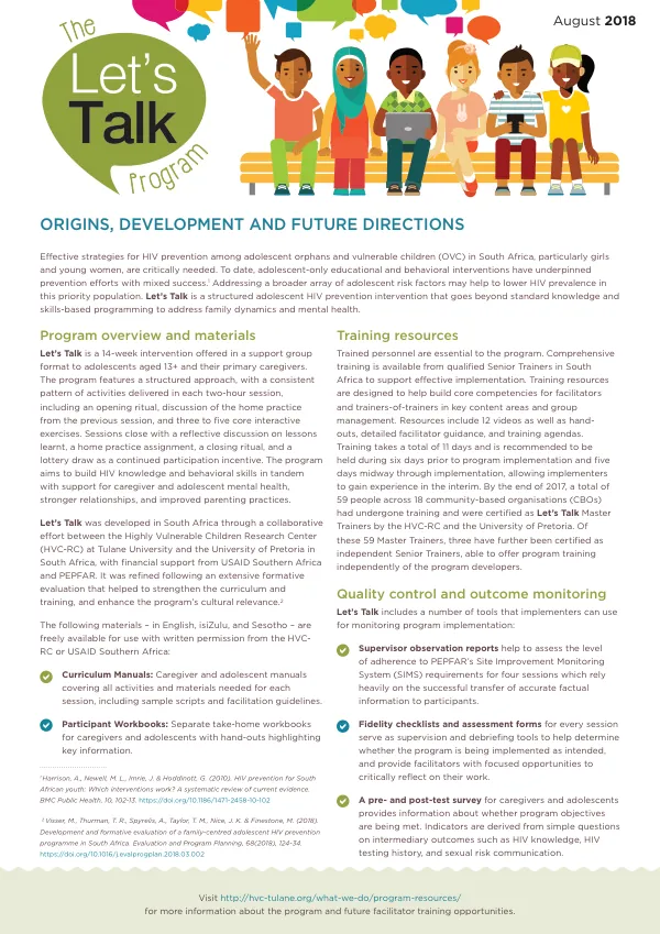 Let's Talk: A Family-Centred Adolescent HIV Prevention Programme in South Africa