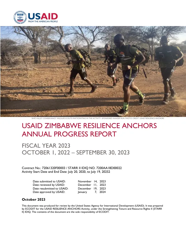 USAID Zimbabwe Resilience ANCHORS Annual Progress Report FY2023
