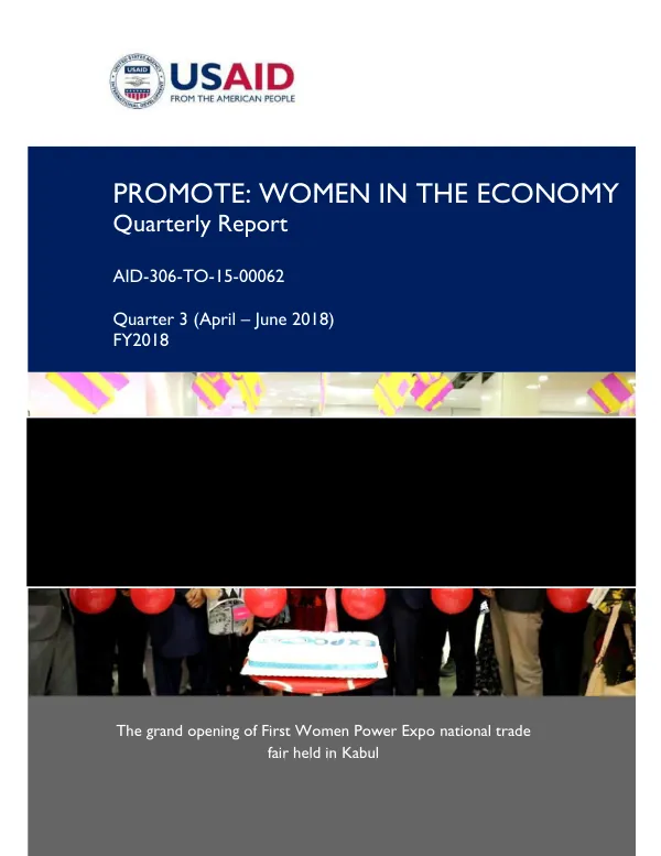 Promote: Women in the Economy Quarterly Report Q3 FY 2018 (April – June 2018)