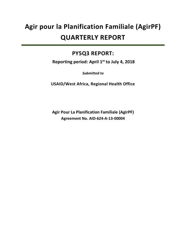 Quarterly Report: PY5Q3 Report