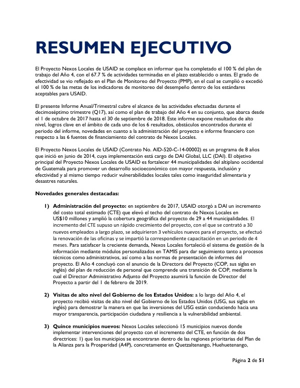Nexos Locales Annual Report No. 4 FY2018 (QR17)