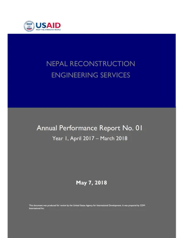 Annual Performance Report – Year I: Nepal Reconstruction Engineering Services (NRES) Project
