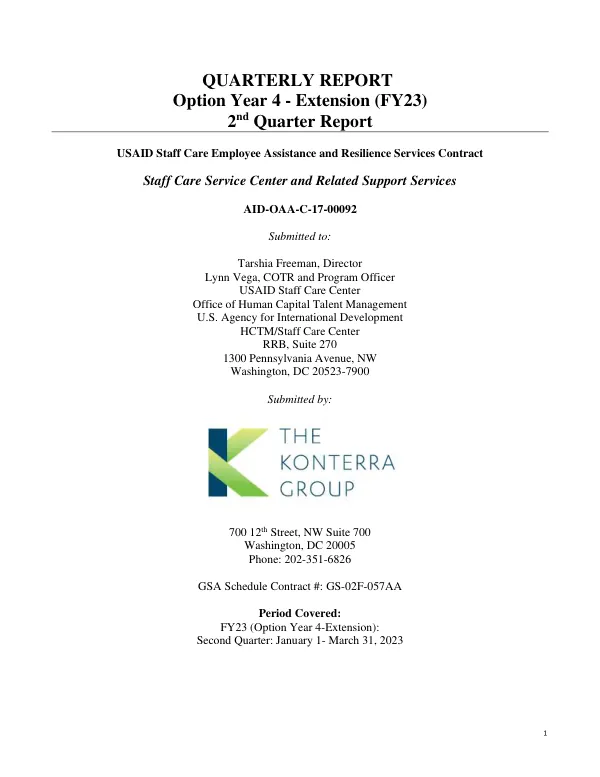Quarterly Report FY23-Q2: Staff Care Service Center and Related Support Services