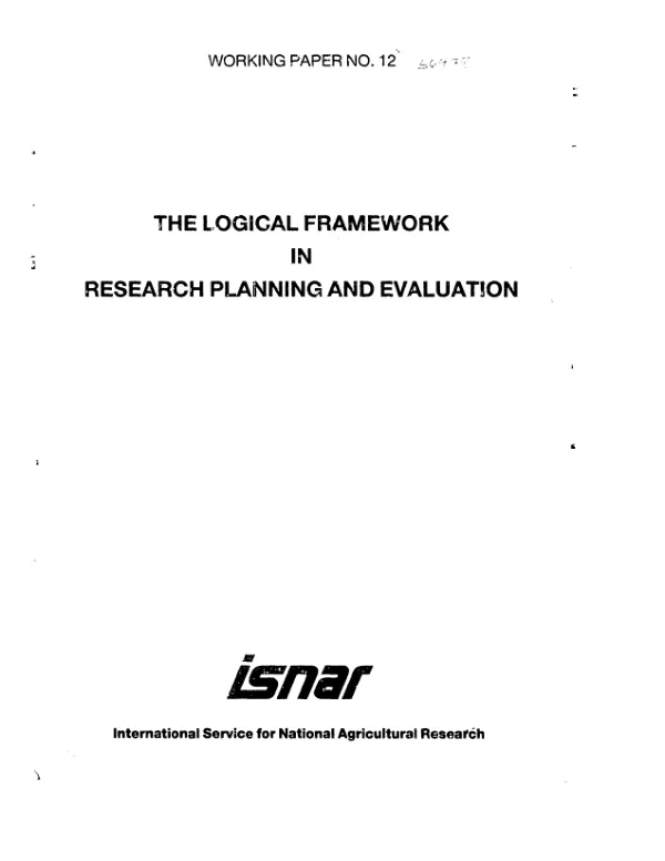 Logical framework in research planning and evaluation