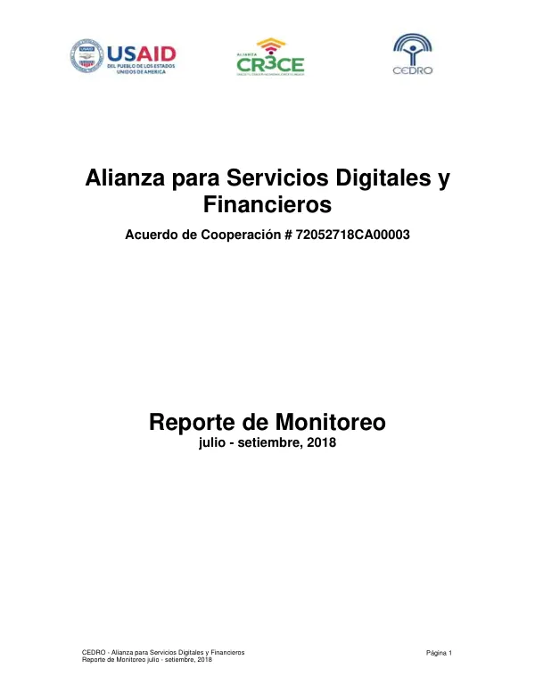 Reporte de Monitoreo julio - setiembre, 2018