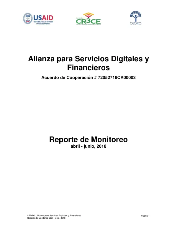 Reporte de Monitoreo abril - junio, 2018