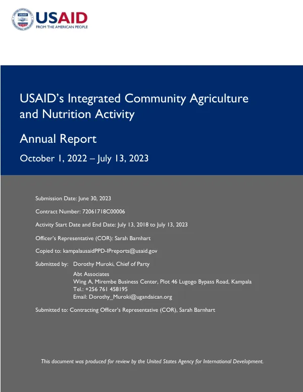 USAID ICAN | ANNUAL REPORT: OCTOBER 1, 2021 – SEPTEMBER 30, 2023