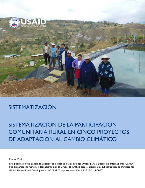 Sistematización de la participación comunitaria rural en cinco proyectos de adaptación al cambio climático