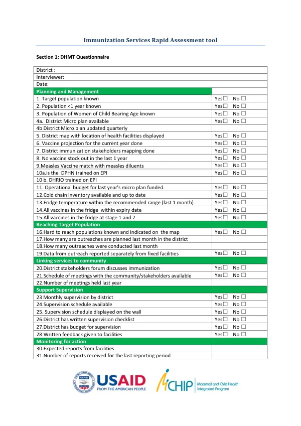 Immunization Services Rapid Assessment