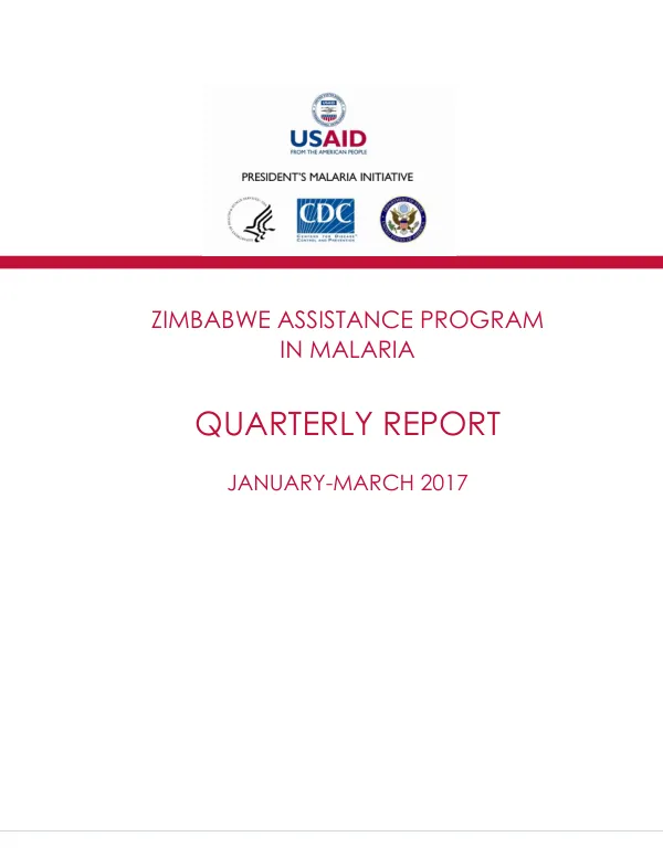 Zimbabwe Assistance Program in Malaria: Quarterly Report January-March 2017