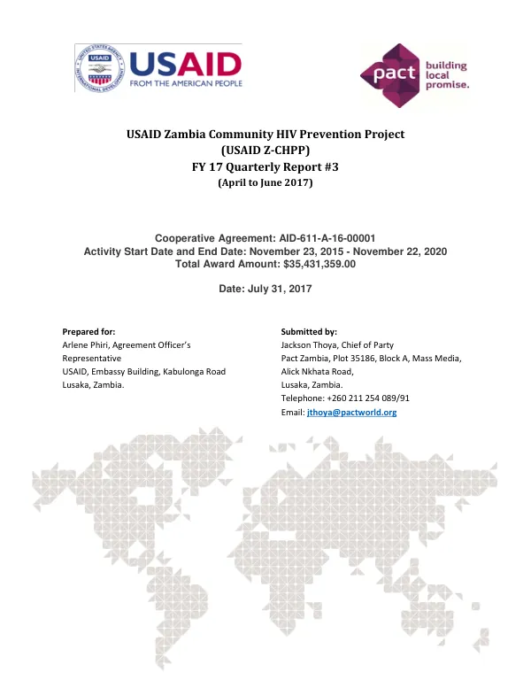 USAID Z-CHPP FY17 Quarterly Report 3