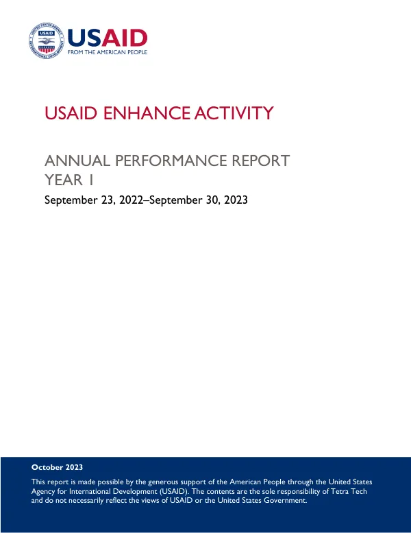 USAID Enhance Activity Annual Performance Report Year I
