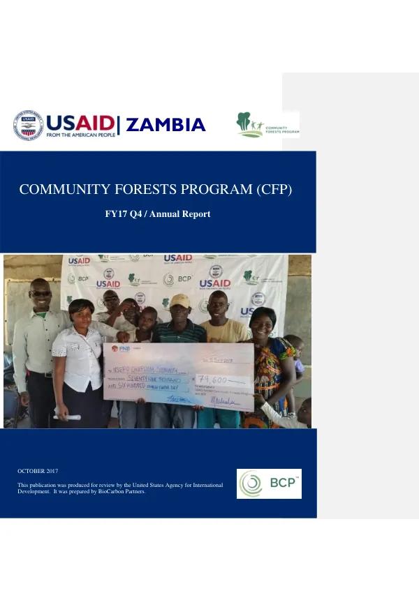 Community Forests Program (CFP) FY17 Q4 / Annual Report