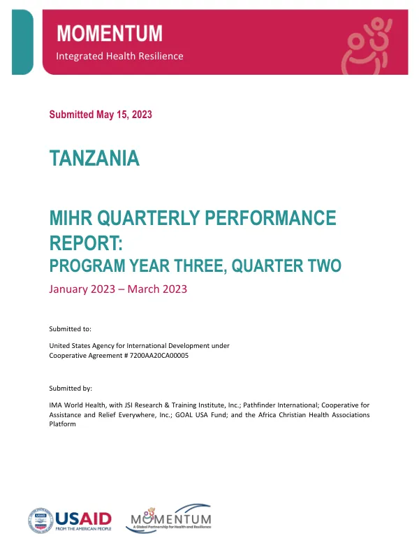 MOMENTUM INTEGRATED HEALTH RESILIENCE [Tanzania PY3 Q2] Performance Report
