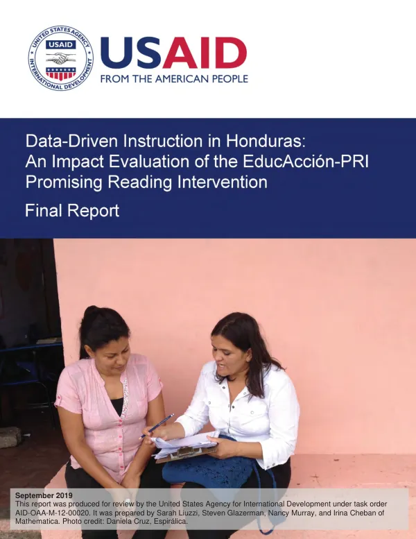Data-driven instruction in Honduras : an impact evaluation of the educaccion-pri promising reading intervention : final report