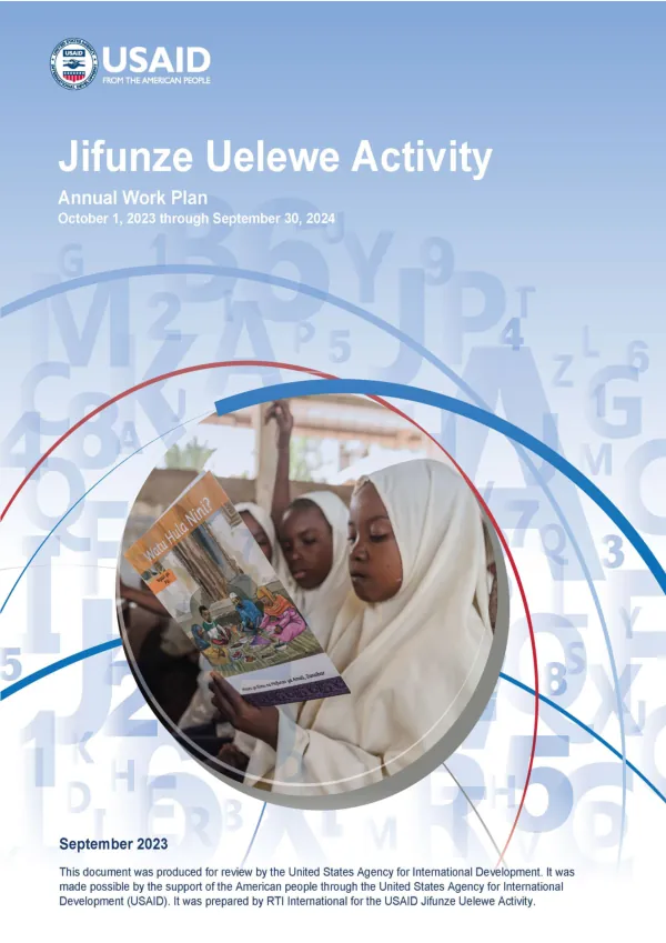 Jifunze Uelewe Activity Annual Work Plan (October 1, 2023–September 30, 2024)