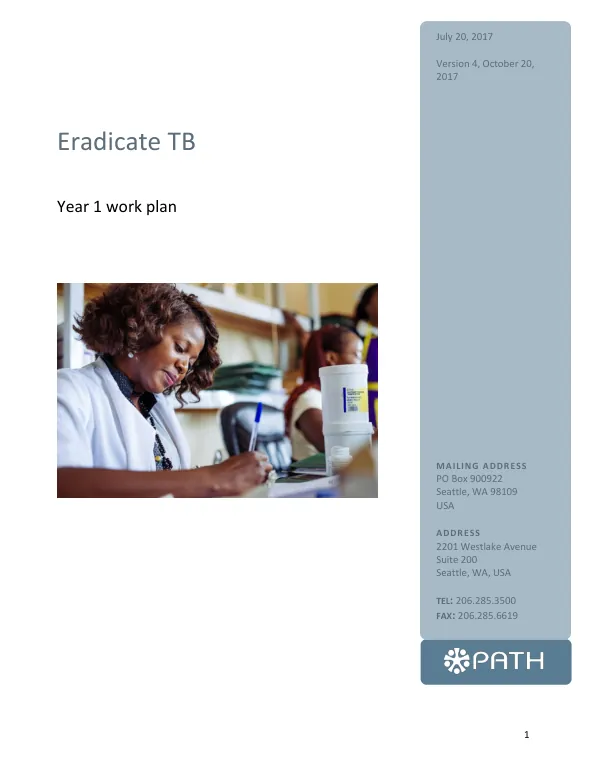 Eradicate TB Year 1 Work Plan