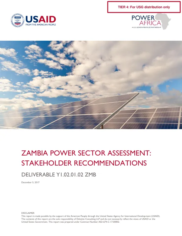 Zambia Power Sector Assessment: Stakeholder Recommendations
