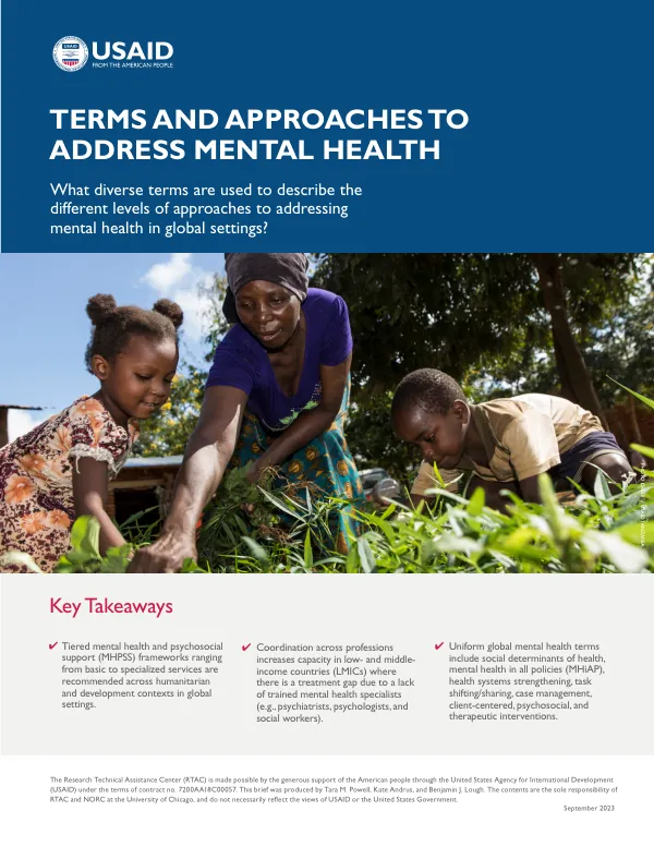 Terms and Approaches to Address Mental Health