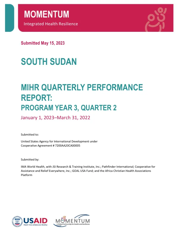 MOMENTUM Integrated Health Resilience South Sudan PY3 Q2 Performance Report