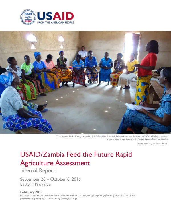 USAID/Zambia Feed the Future Rapid Agriculture Assessment Internal Report