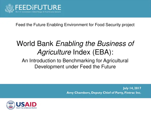 The Enabling the Business of Agriculture Index (EBA) under Feed the Future