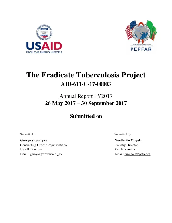 Annual Report FY2017: The Eradicate Tuberculosis Project