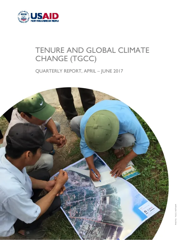 Tenure and Global Climate Change (TGCC) Quarterly Report, April – June 2017