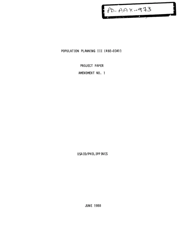 Philippines, population planning III : amendment no. 1