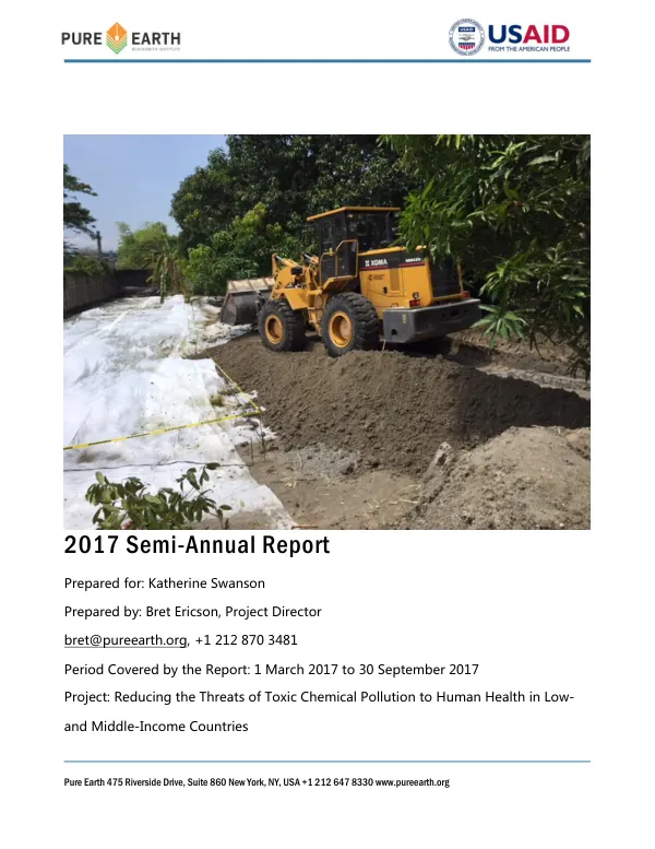 2017 Semi-Annual Report: Reducing the Threats of Toxic Chemical Pollution to Human Health in Low- and Middle-Income Countries