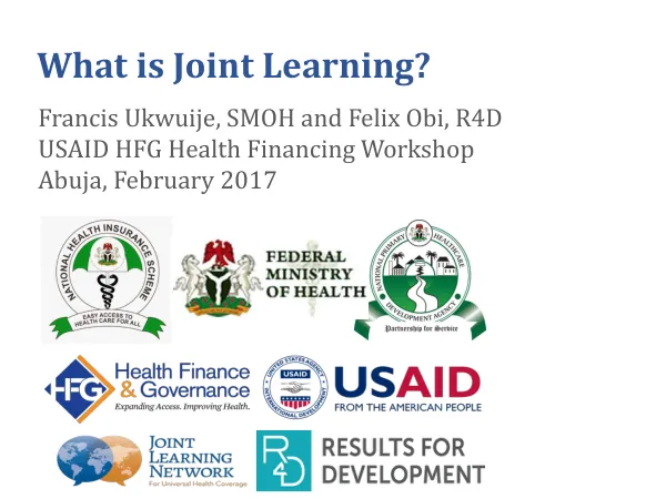 Joint Learning Network (JLN) Health Financing Workshop