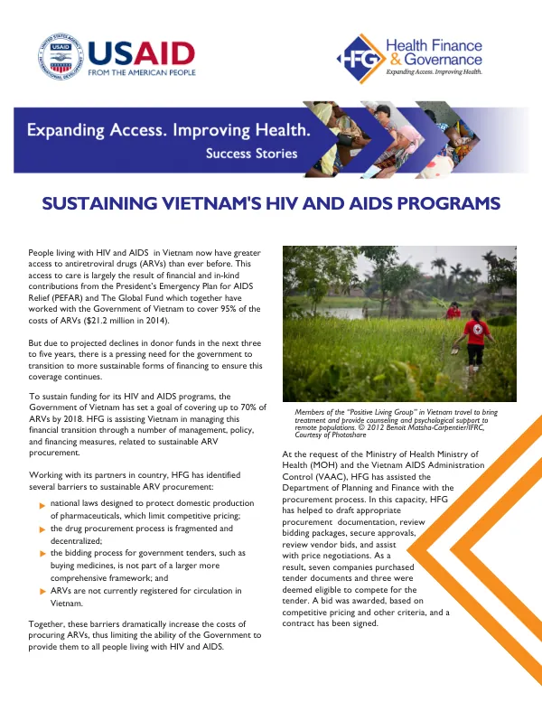 Sustaining Vietnam's HIV and AIDS Programs