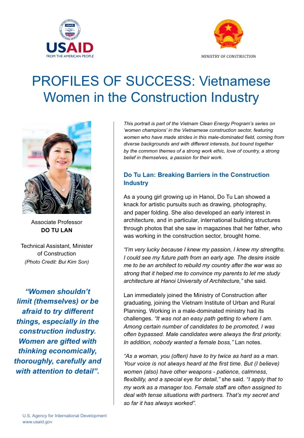 Profiles of Success: Vietnamese Women in the Construction Industry