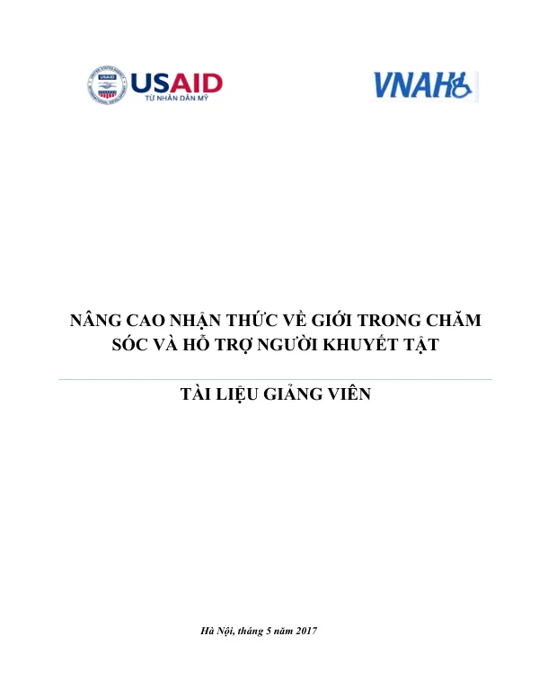 Tài liệu nâng cao nhận thức về giới trong chăm sóc và hỗ trợ người khuyết tật
