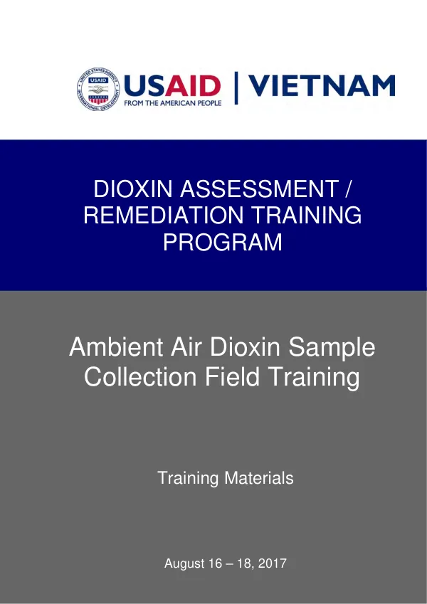 Ambient Air Dioxin Sample Collection Field Training