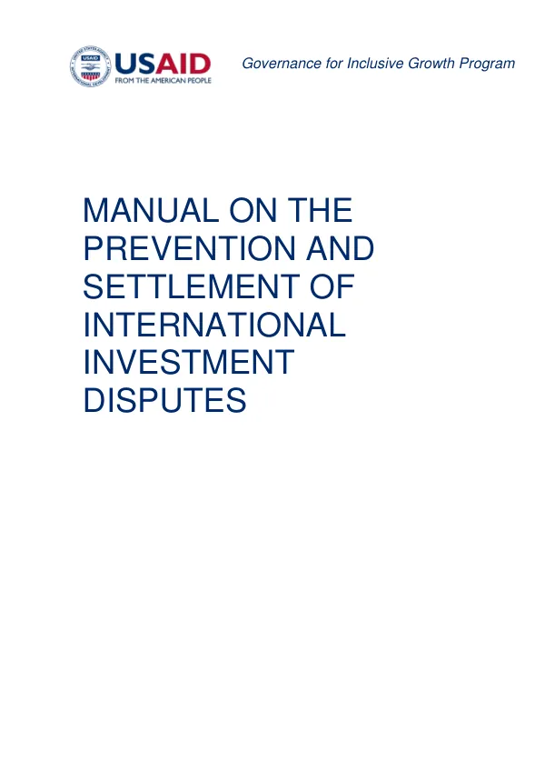 Manual on the Prevention and Settlement of International Investment Disputes