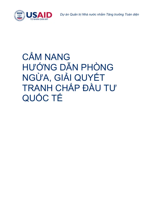 Cẩm nang hướng dẫn phòng ngừa, giải quyết tranh chấp đầu tư quốc tế