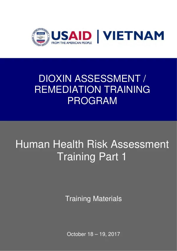 Human Health Risk Assessment Training Part 1