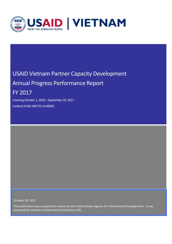USAID Vietnam Partner Capacity Development Annual Progress Performance Report FY 2017